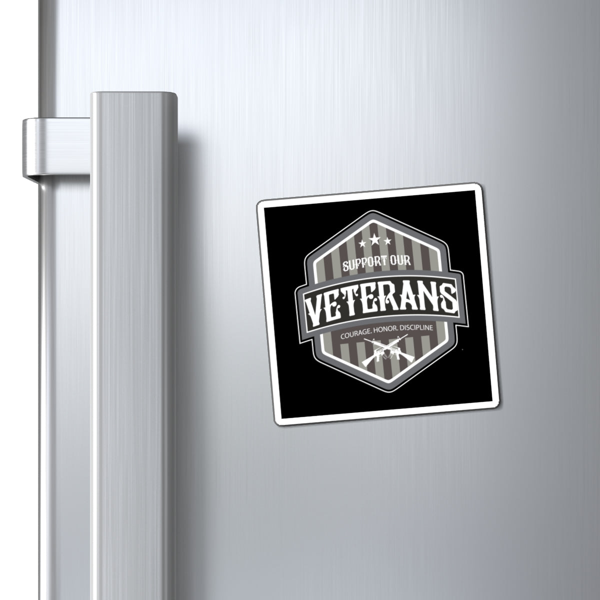 Support Our Veterans Magnet — Courage Honor Discipline Military Tribute Sticker