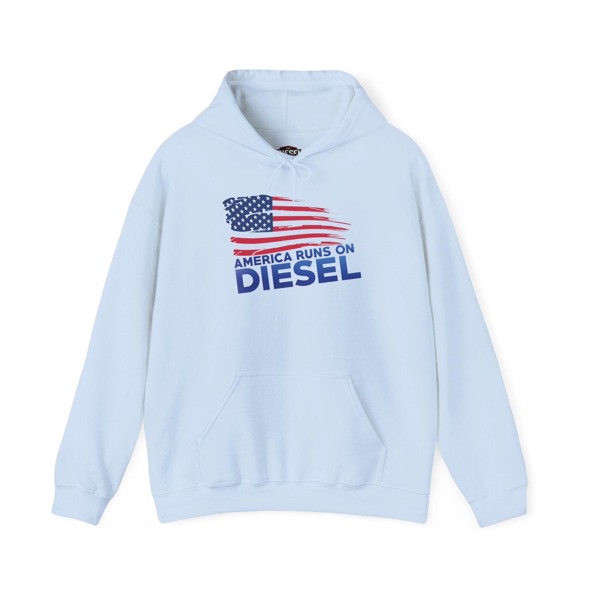 Diesel Pride Hoodie — "America Runs on Diesel" Patriotic Flag Sweatshirt