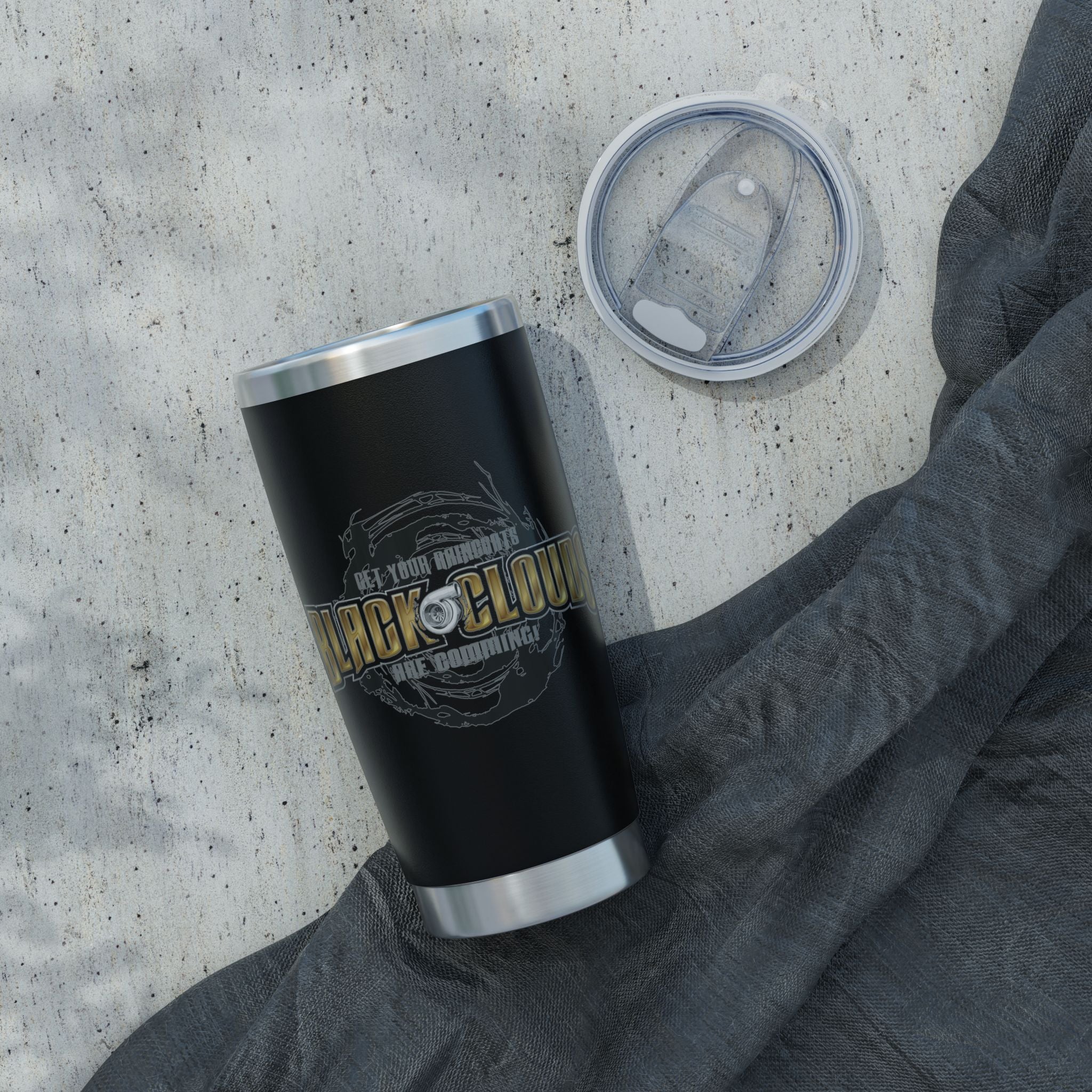 Vagabond 20oz Tumbler – Black Clouds  Logo Insulated Travel Cup