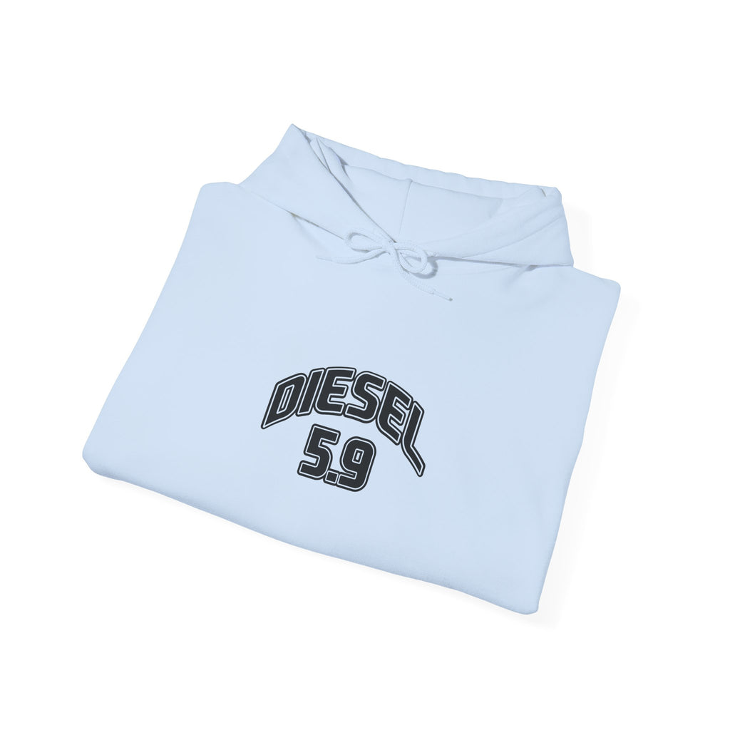 Diesel 5.9 Hoodie - Minimal White Pullover with Retro Arched Logo