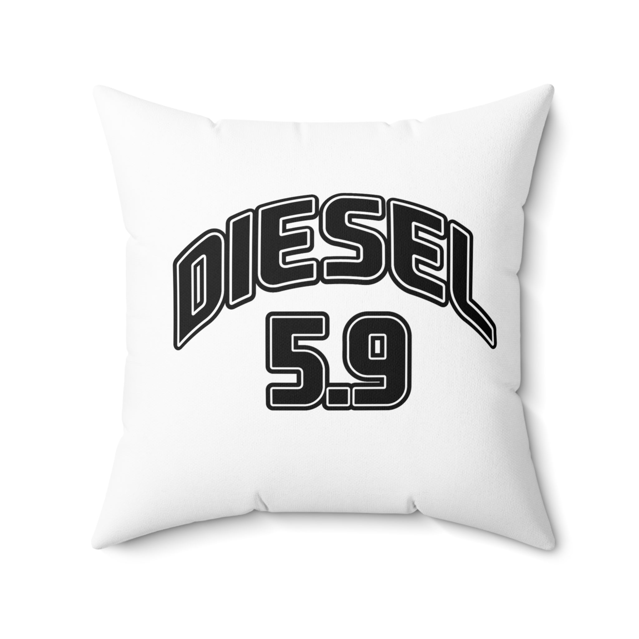Diesel 5.9 Throw Pillow — Retro Automotive Accent Pillow for Truck Lovers