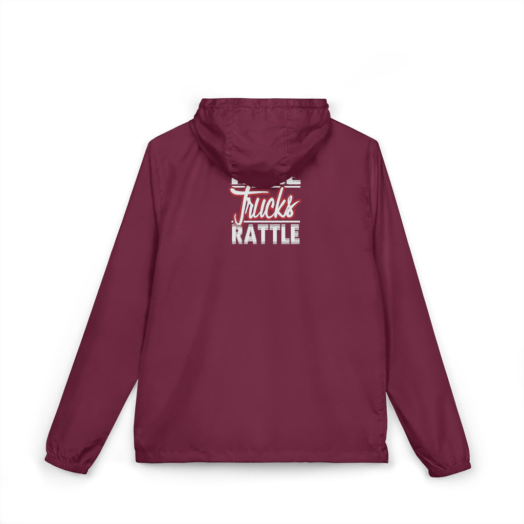 Windbreaker Jacket — 'Truck Rattle' Retro Truck Graphic Lightweight Hoodie