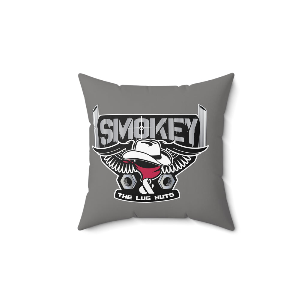 Smokey Logo Square Pillow — Mechanic Winged Hat Design