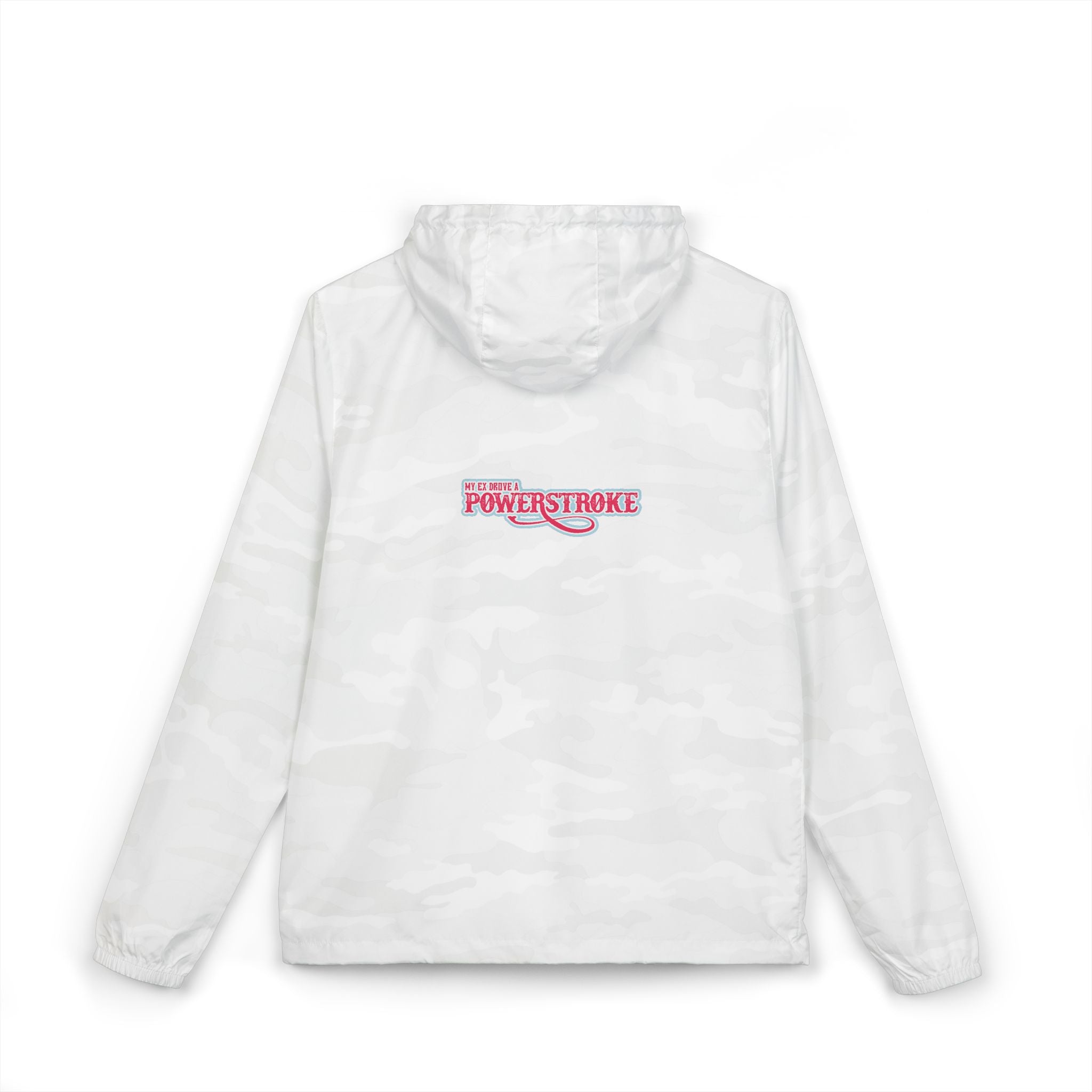 Windbreaker Jacket — 'My Ex Drove a POWERSTROKE' Pink  Logo Lightweight Zip Hoodie