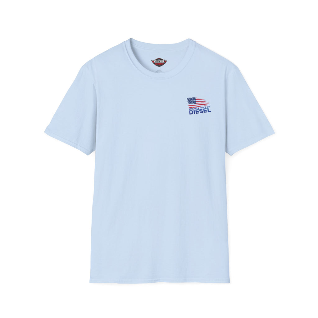 America Runs on Diesel T-Shirt — Patriotic Flag Diesel Tee