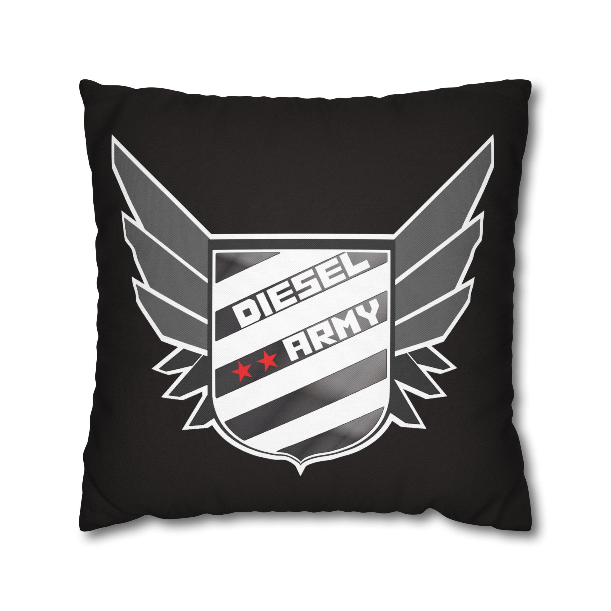 Diesel Army Crest Decorative Pillowcase – Black Winged Shield Accent