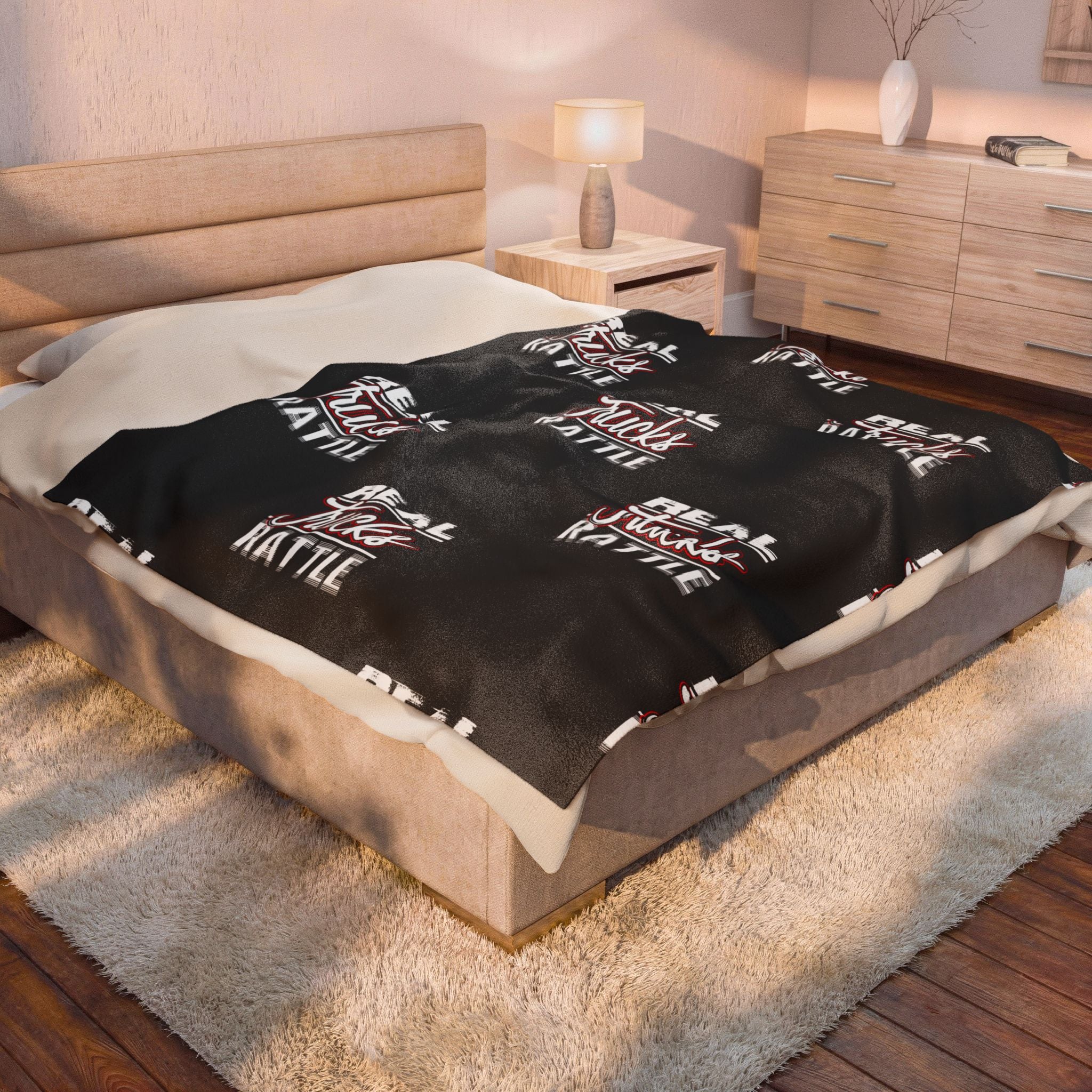 Real Trucks Rattle Velveteen Plush Blanket — Cozy Trucker Throw for Drivers & Fans