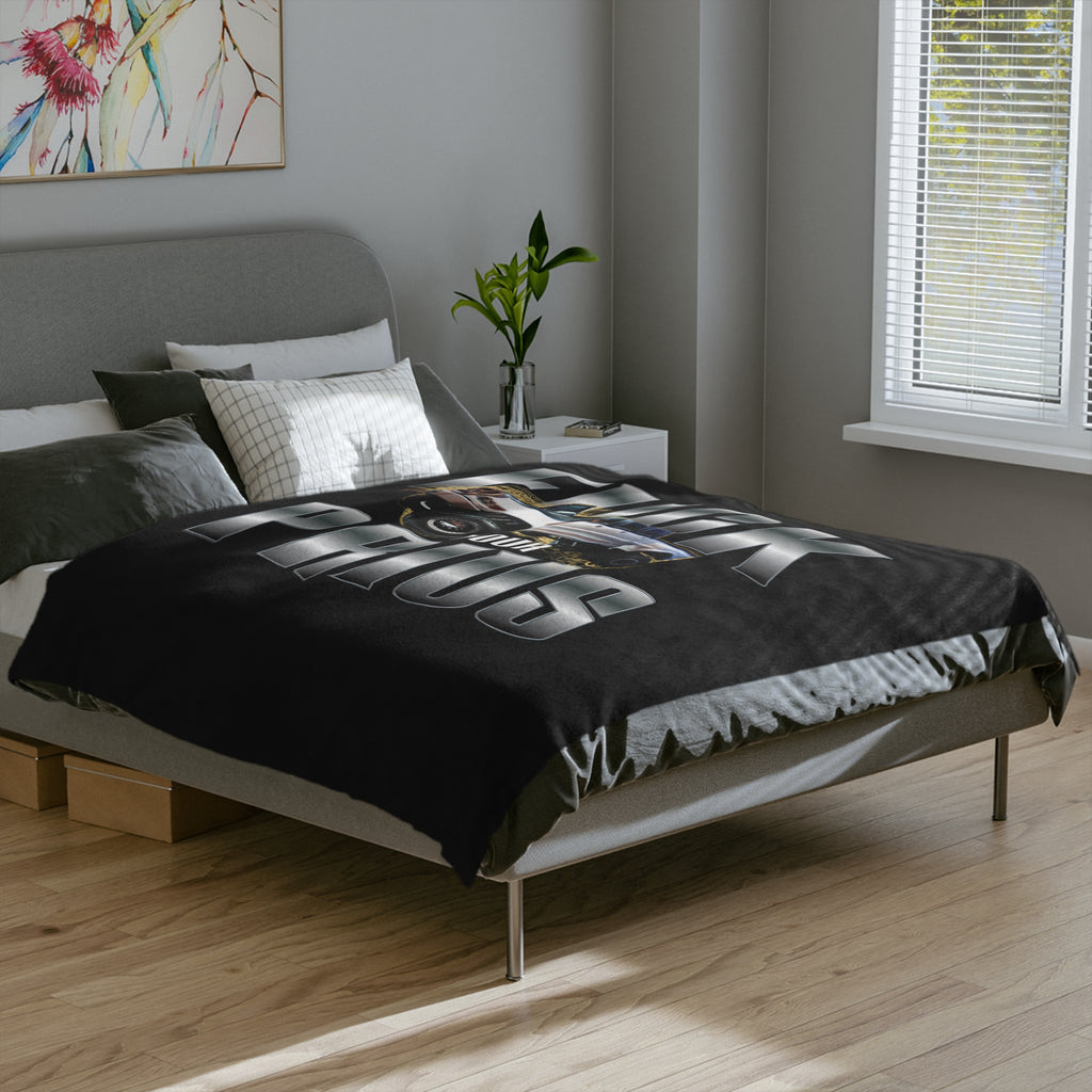 Velveteen Microfiber Blanket — 'F*** Your Prius' Monster Truck Graphic
