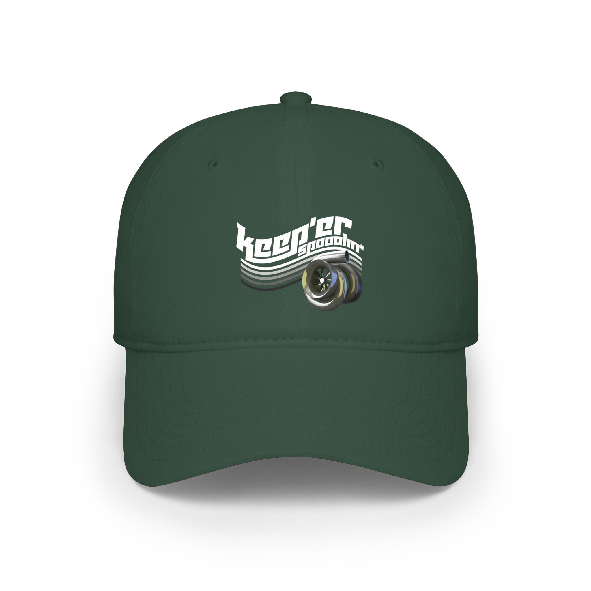 Low Profile Baseball Cap — 'Keeper Brewing' Logo Hat with Vintage Wave & Glass Illustration