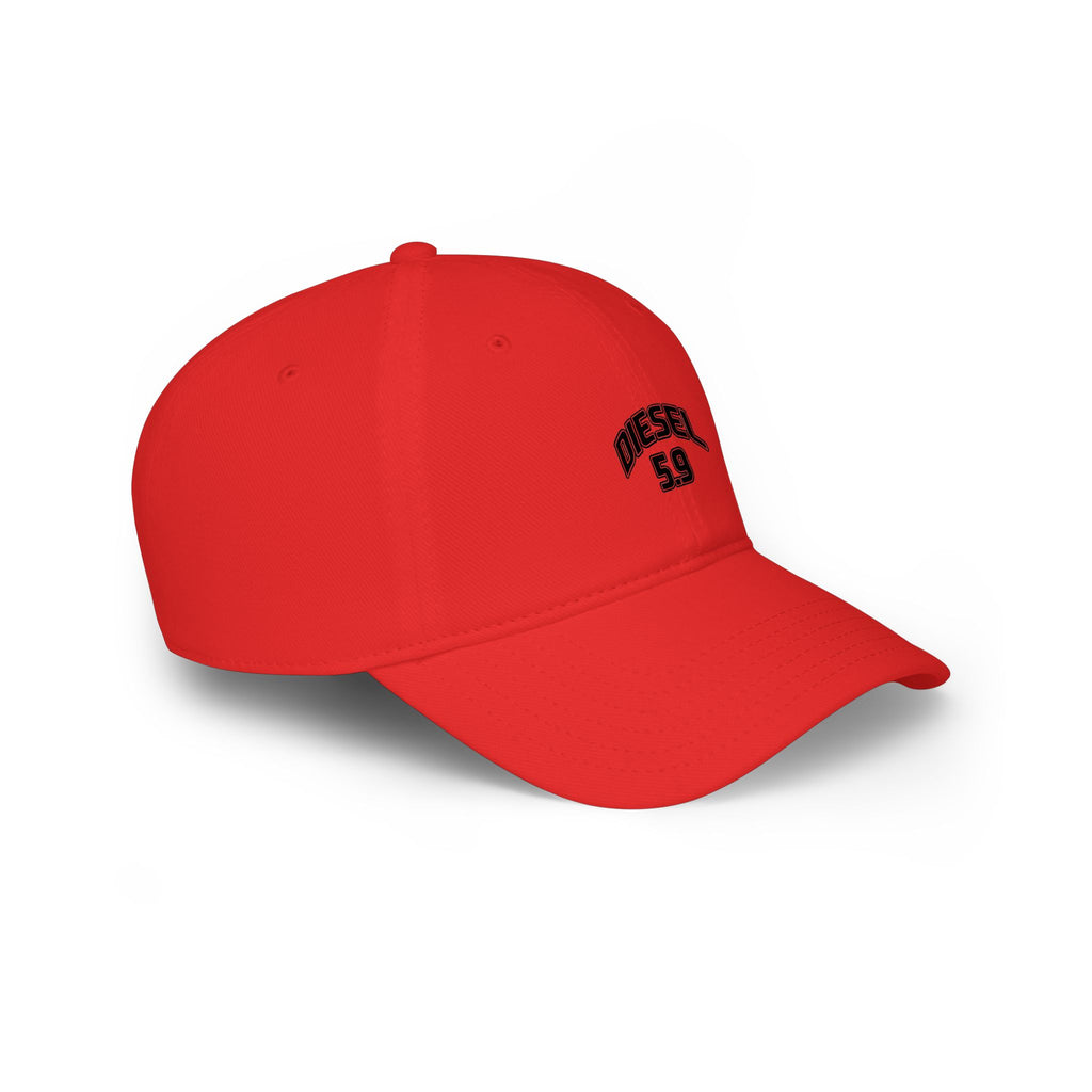 Diesel 5.9 Embroidered Baseball Cap — Low Profile Red Trucker Hat