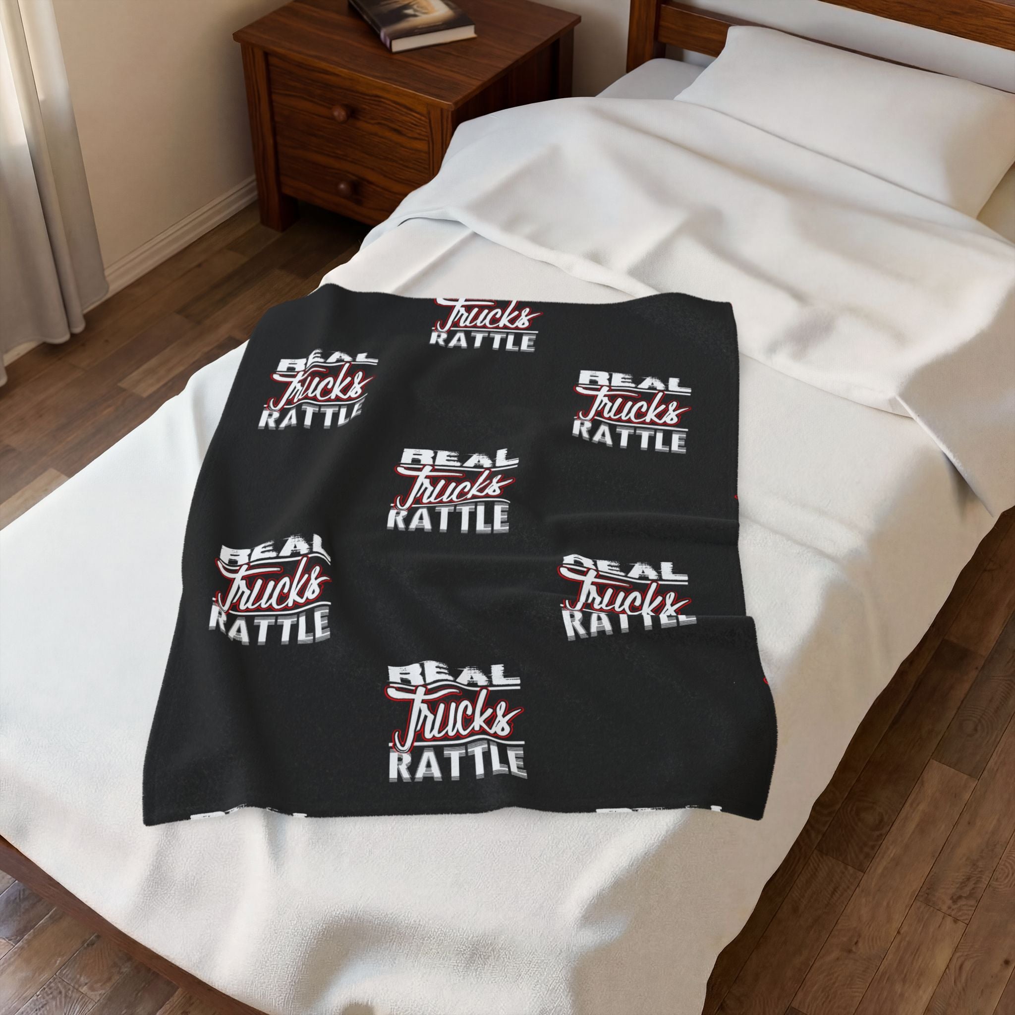 Real Trucks Rattle Velveteen Plush Blanket — Cozy Trucker Throw for Drivers & Fans