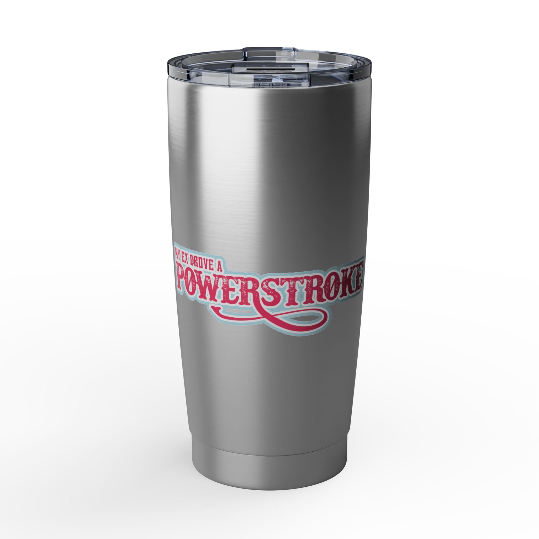 20oz Tumbler — Retro “Powerstroke” Script Stainless Steel Travel Cup