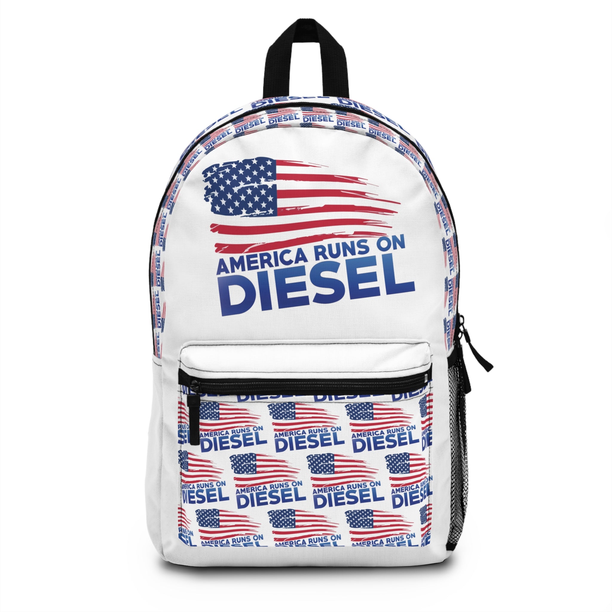 America Runs on Diesel Backpack – Patriotic USA Flag Trucking Gear