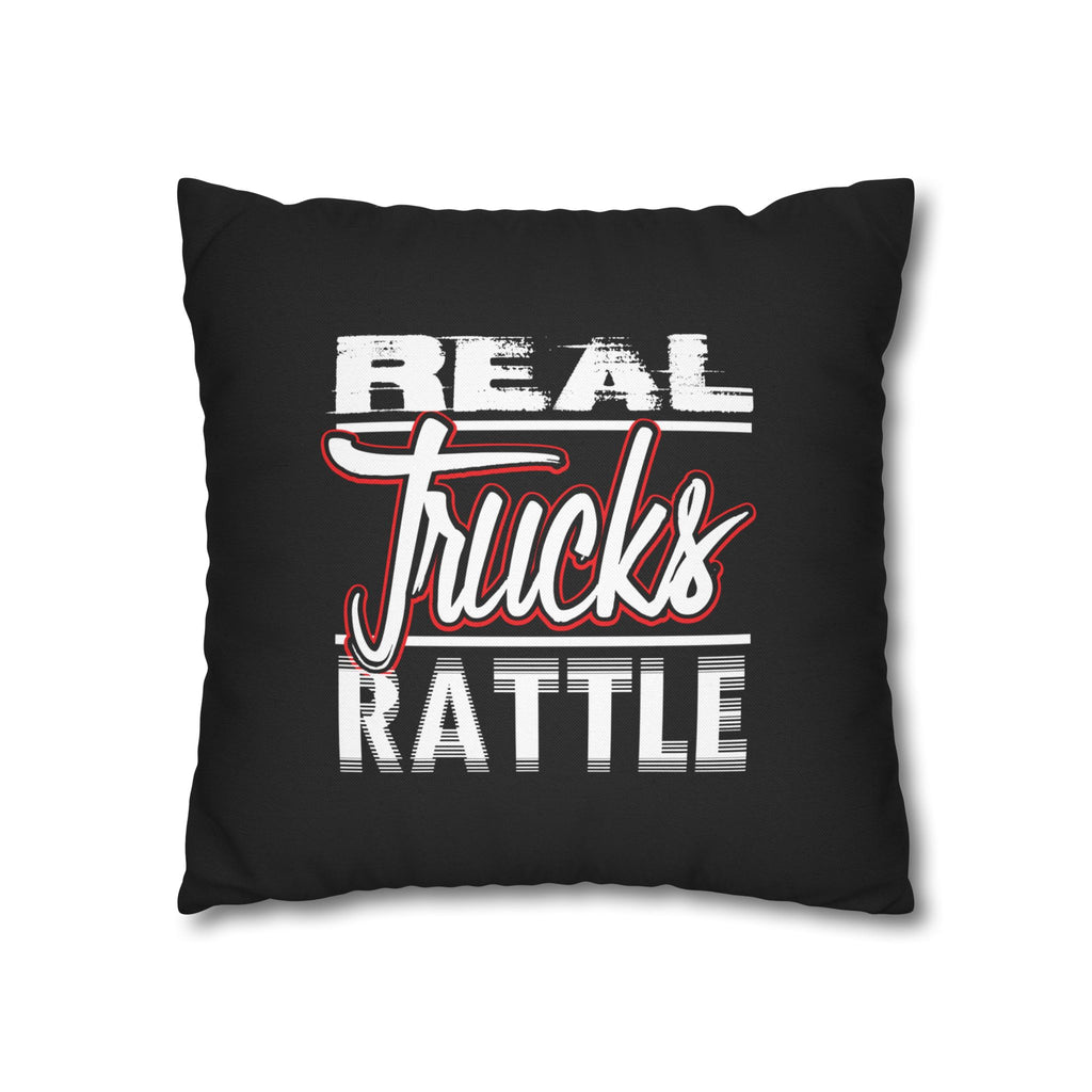 Trucker Pillowcase - "Real Trucks Rattle" Rustic Automotive Accent Pillow Cover