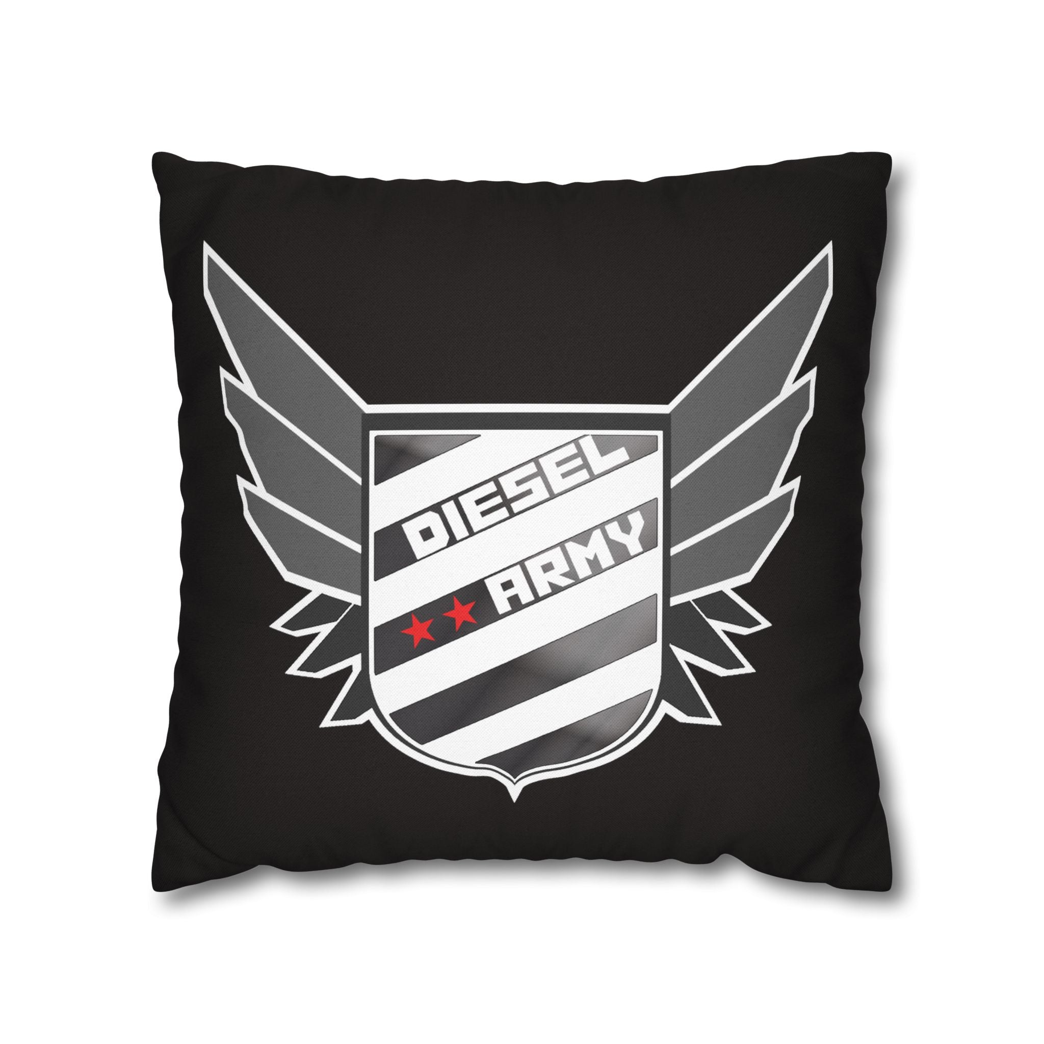 Diesel Army Crest Decorative Pillowcase – Black Winged Shield Accent
