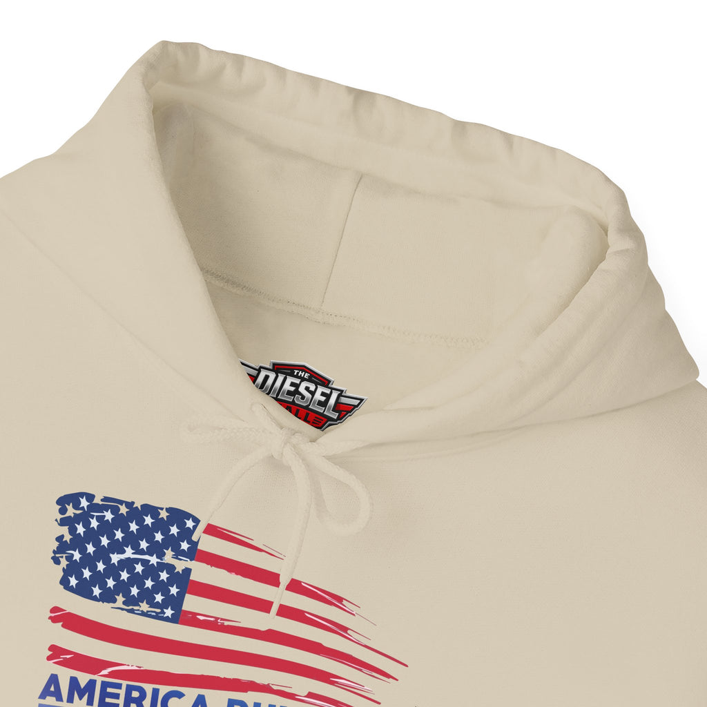 Diesel Pride Hoodie — "America Runs on Diesel" Patriotic Flag Sweatshirt