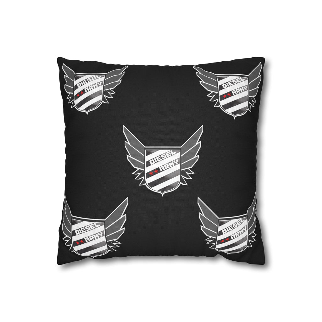 Black Shield Wing Accent Pillowcase — 'Genuine' Crest Pattern Decorative Throw Pillow