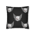 Black Shield Wing Accent Pillowcase — 'Genuine' Crest Pattern Decorative Throw Pillow