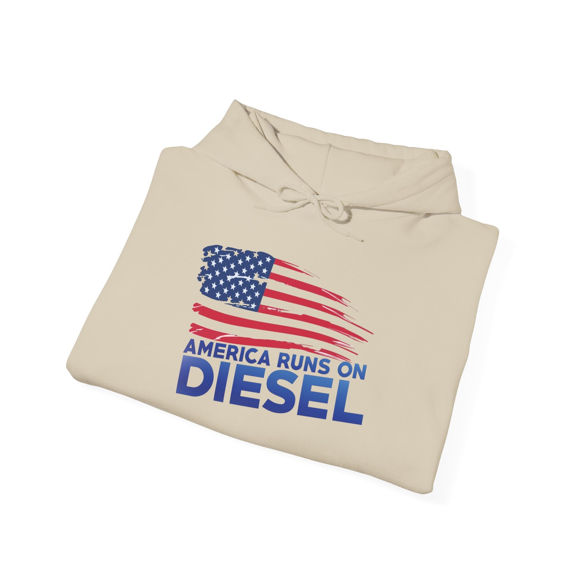 Diesel Pride Hoodie — "America Runs on Diesel" Patriotic Flag Sweatshirt