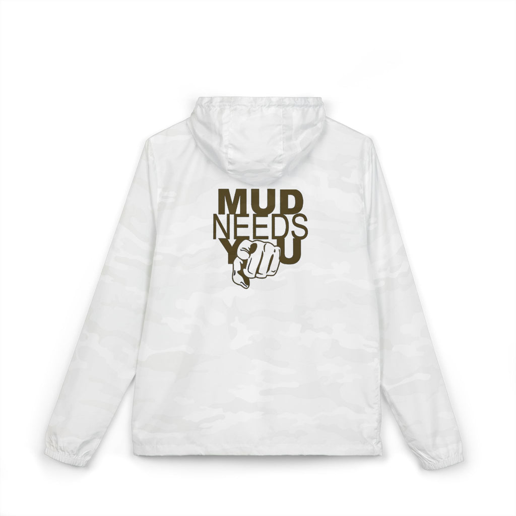 Windbreaker Jacket — "Mud Needs You" Camouflage Outdoor Hooded Zip-Up
