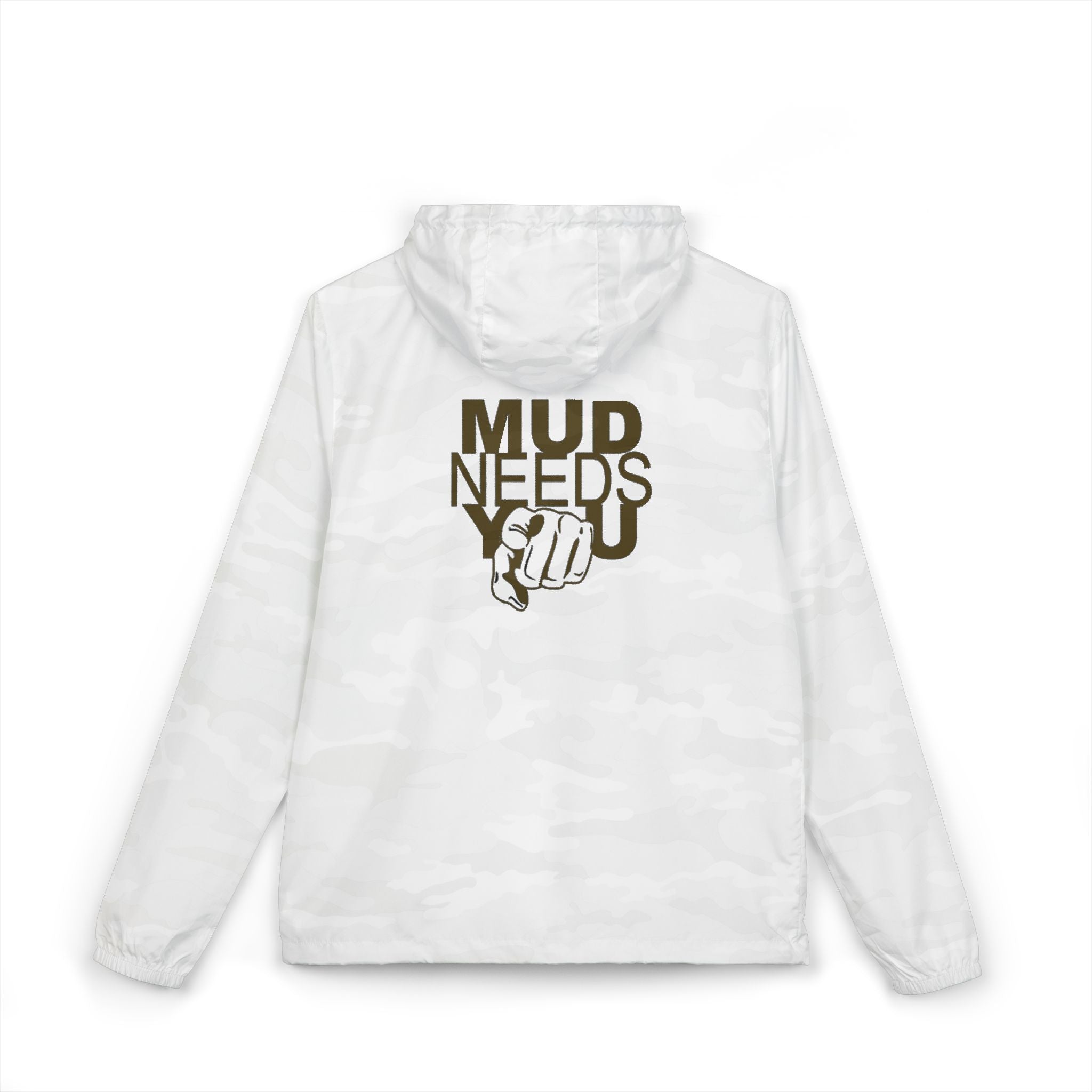 Windbreaker Jacket — "Mud Needs You" Camouflage Outdoor Hooded Zip-Up