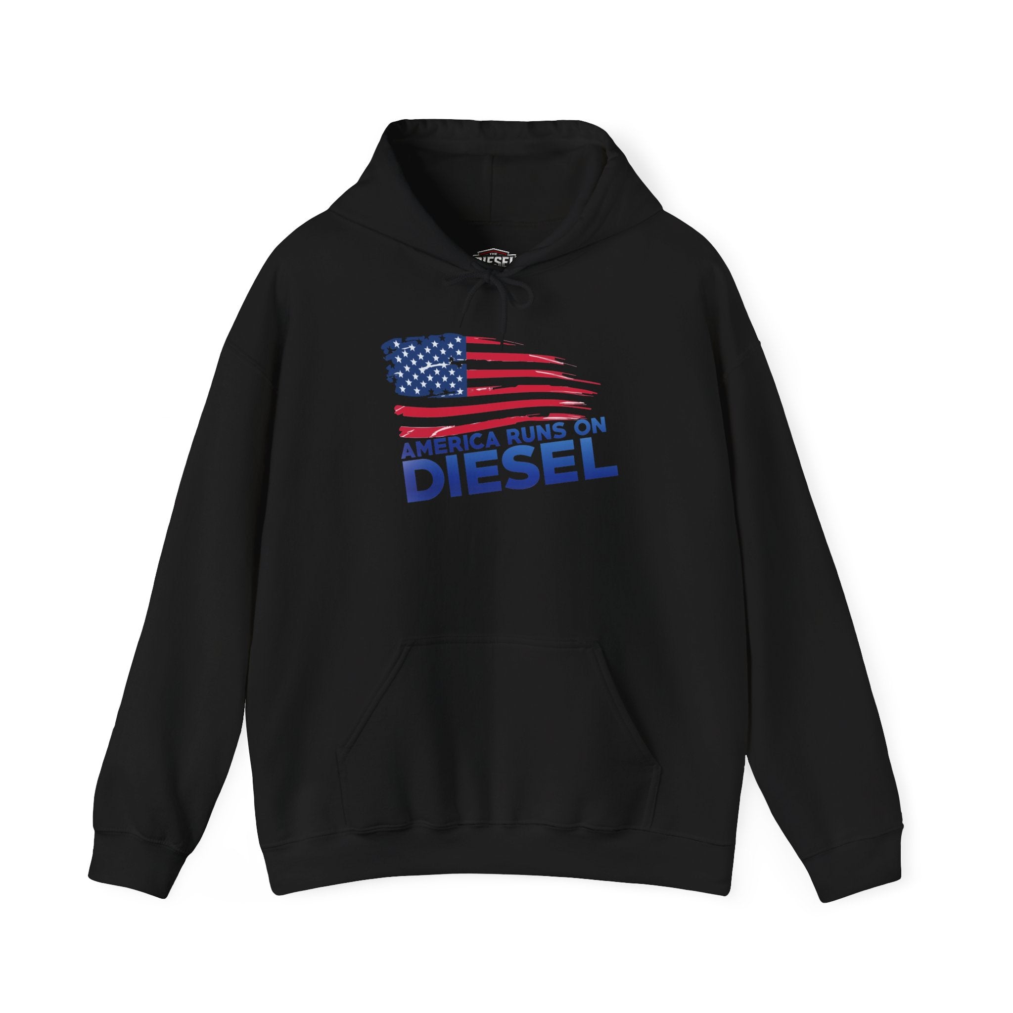 Diesel Pride Hoodie — "America Runs on Diesel" Patriotic Flag Sweatshirt