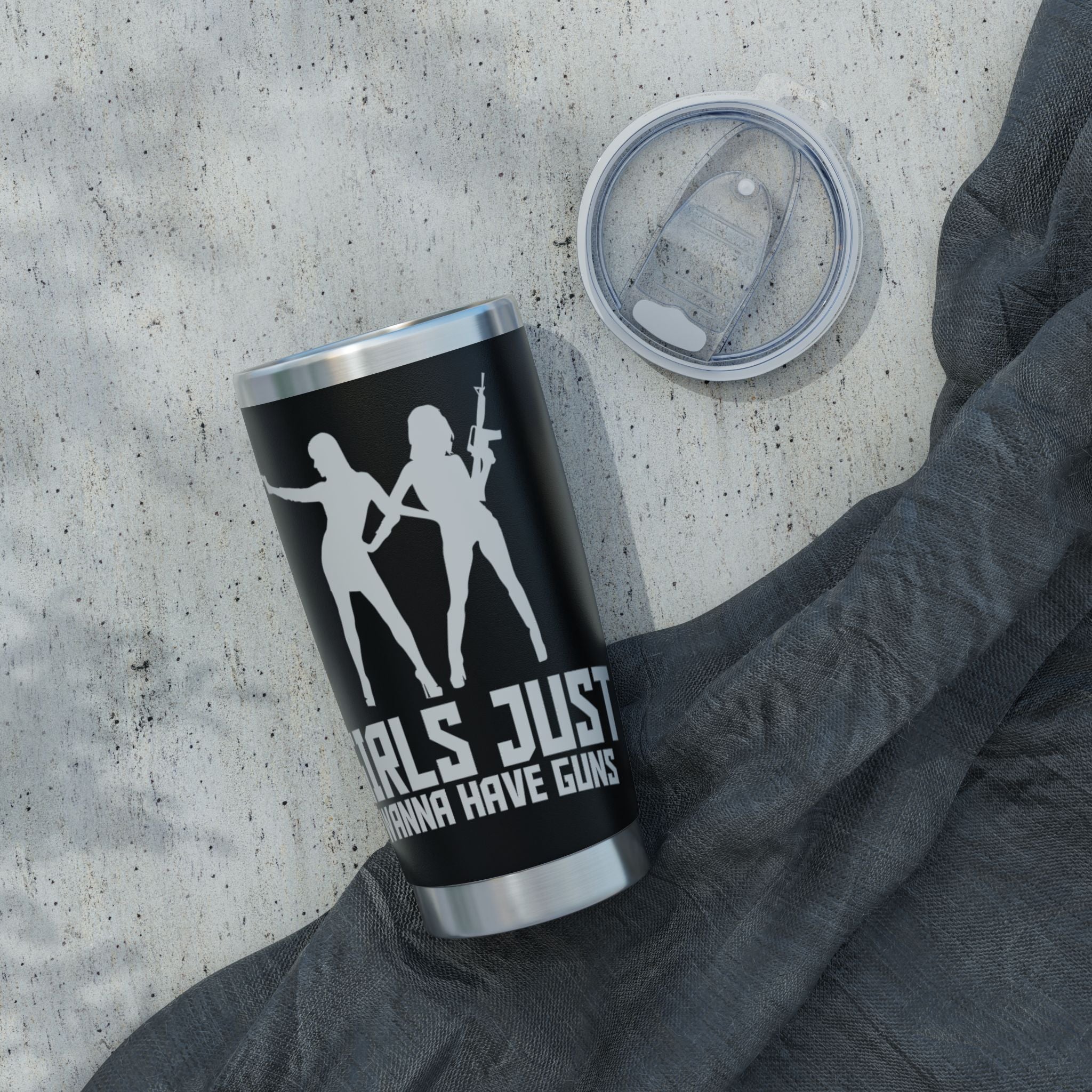 20oz Tumbler — "Girls Just Wanna Have Guns" Silhouette Stainless Travel Cup