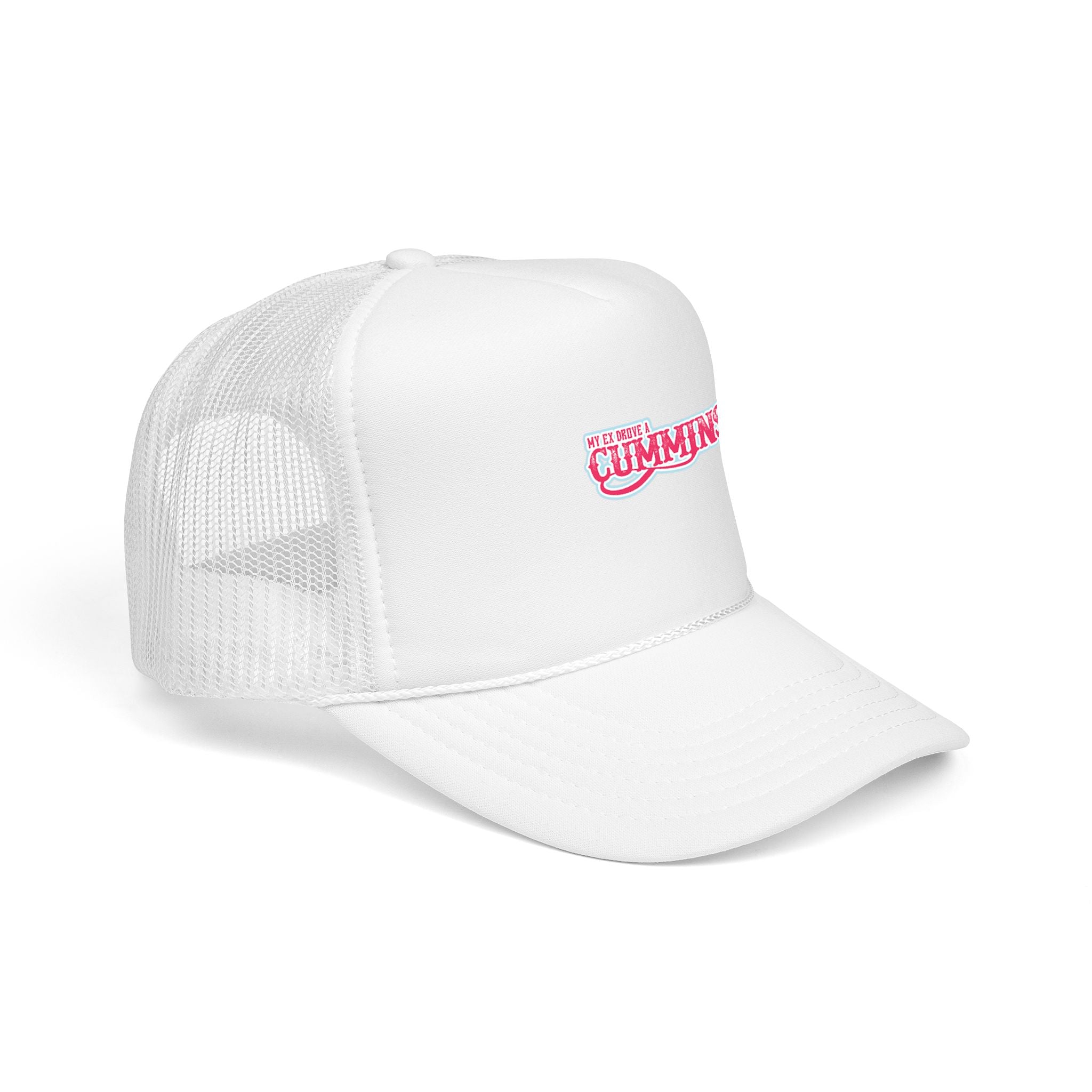 Pink Foam Trucker Hat with 'Cummins' Graphic — Retro Mesh Baseball Cap