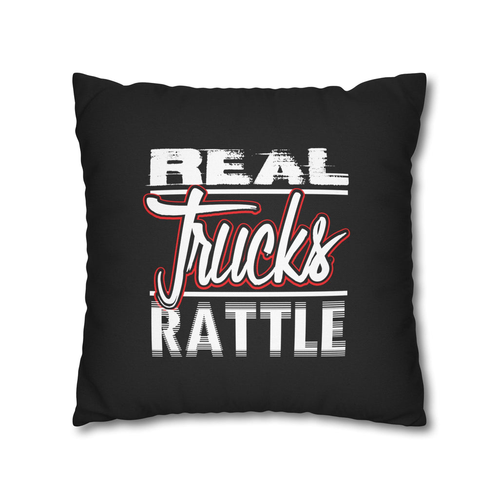 Trucker Pillowcase - "Real Trucks Rattle" Rustic Automotive Accent Pillow Cover