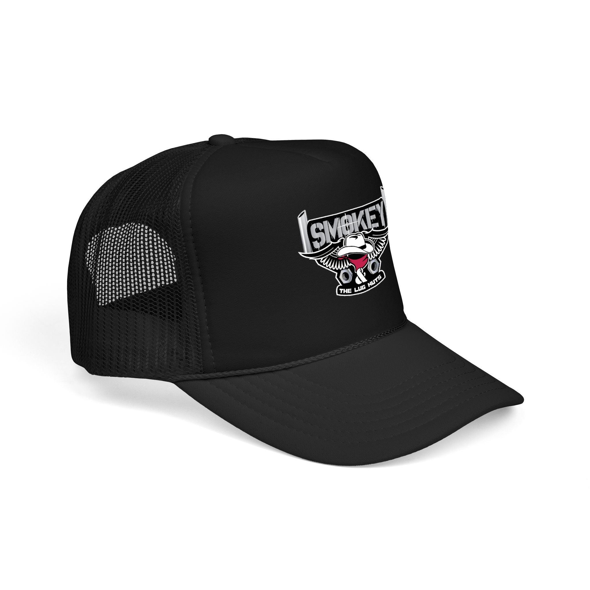 Smokey Skull Trucker Hat — Retro Biker Foam Cap
