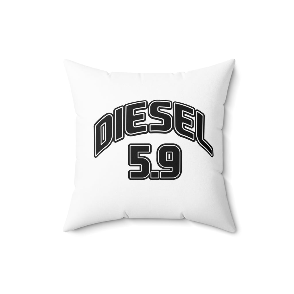 Diesel 5.9 Throw Pillow — Retro Automotive Accent Pillow for Truck Lovers
