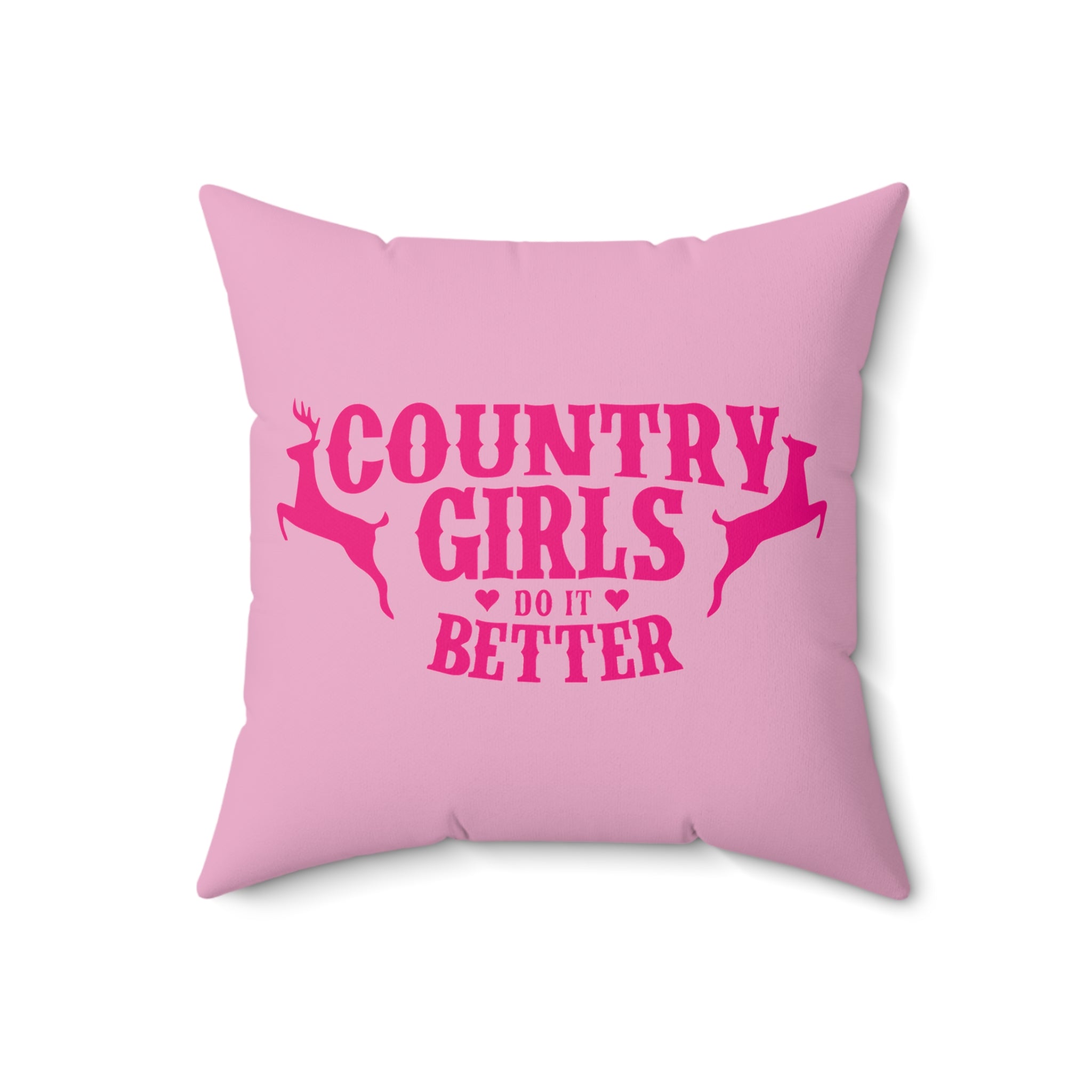 Country Girls Do It Better Throw Pillow — Pink Deer Accent Pillow for Country Home