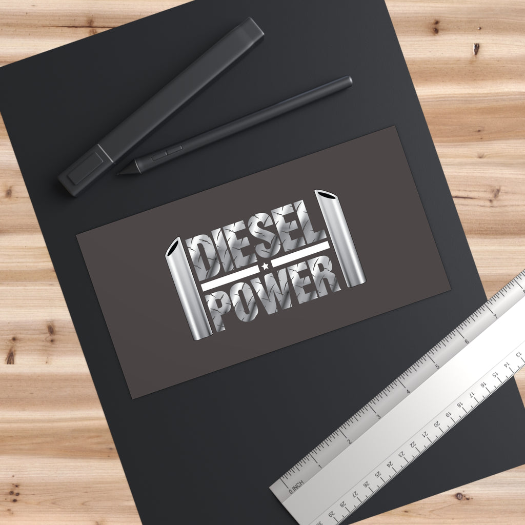 Diesel Power Bumper Sticker — Chrome Exhaust Design