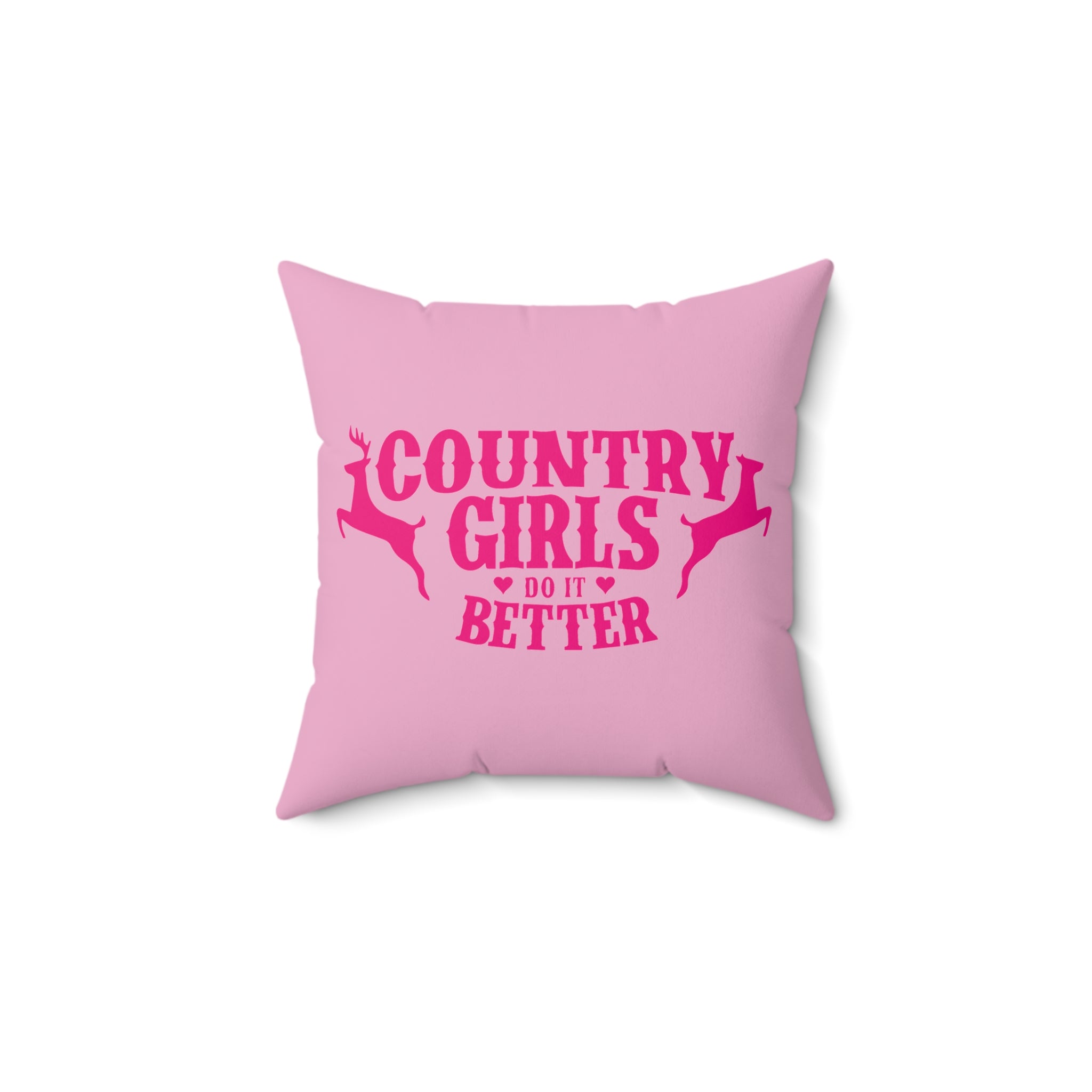 Country Girls Do It Better Throw Pillow — Pink Deer Accent Pillow for Country Home