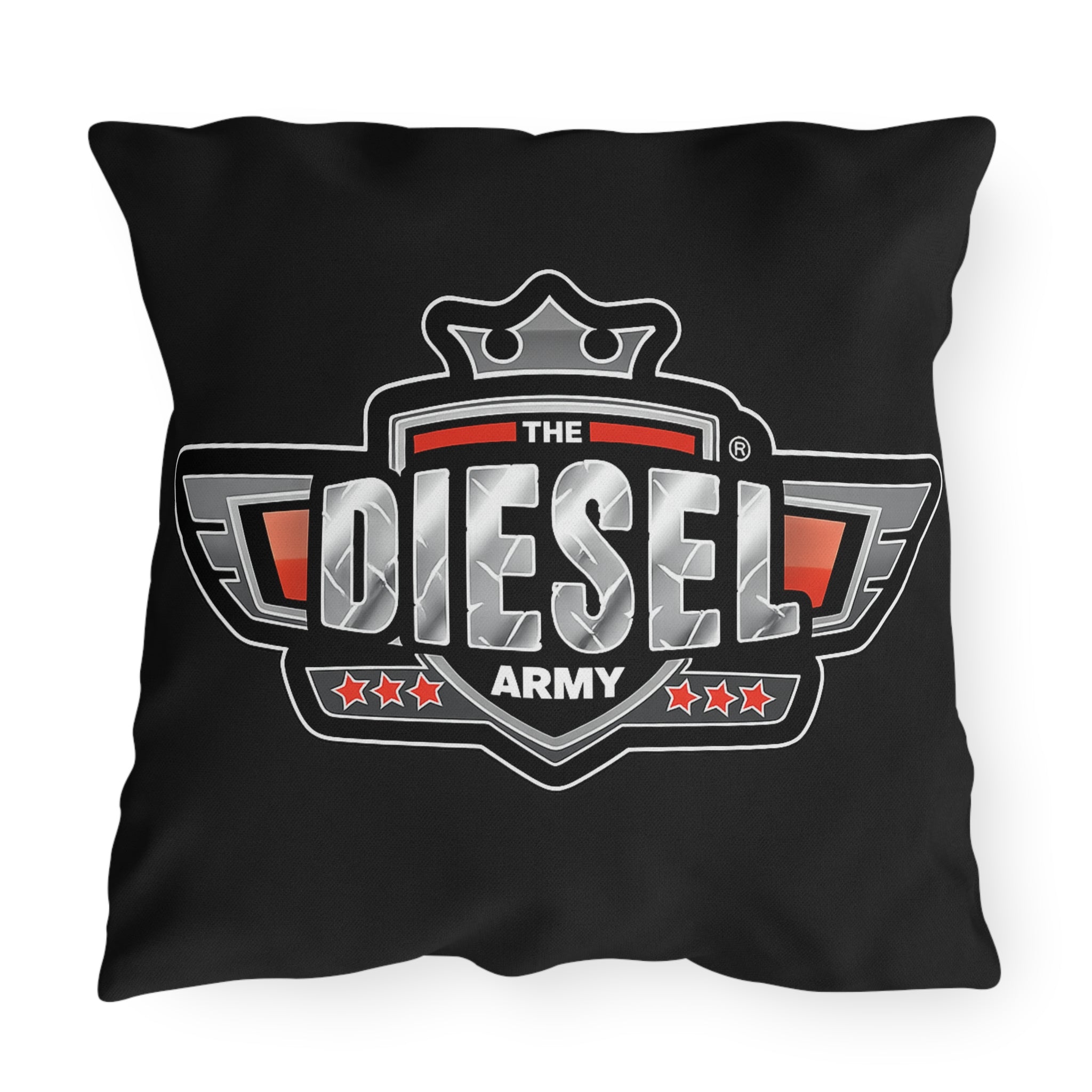 Diesel Army Outdoor Pillow - Rugged Vehicle Logo Accent Cushion