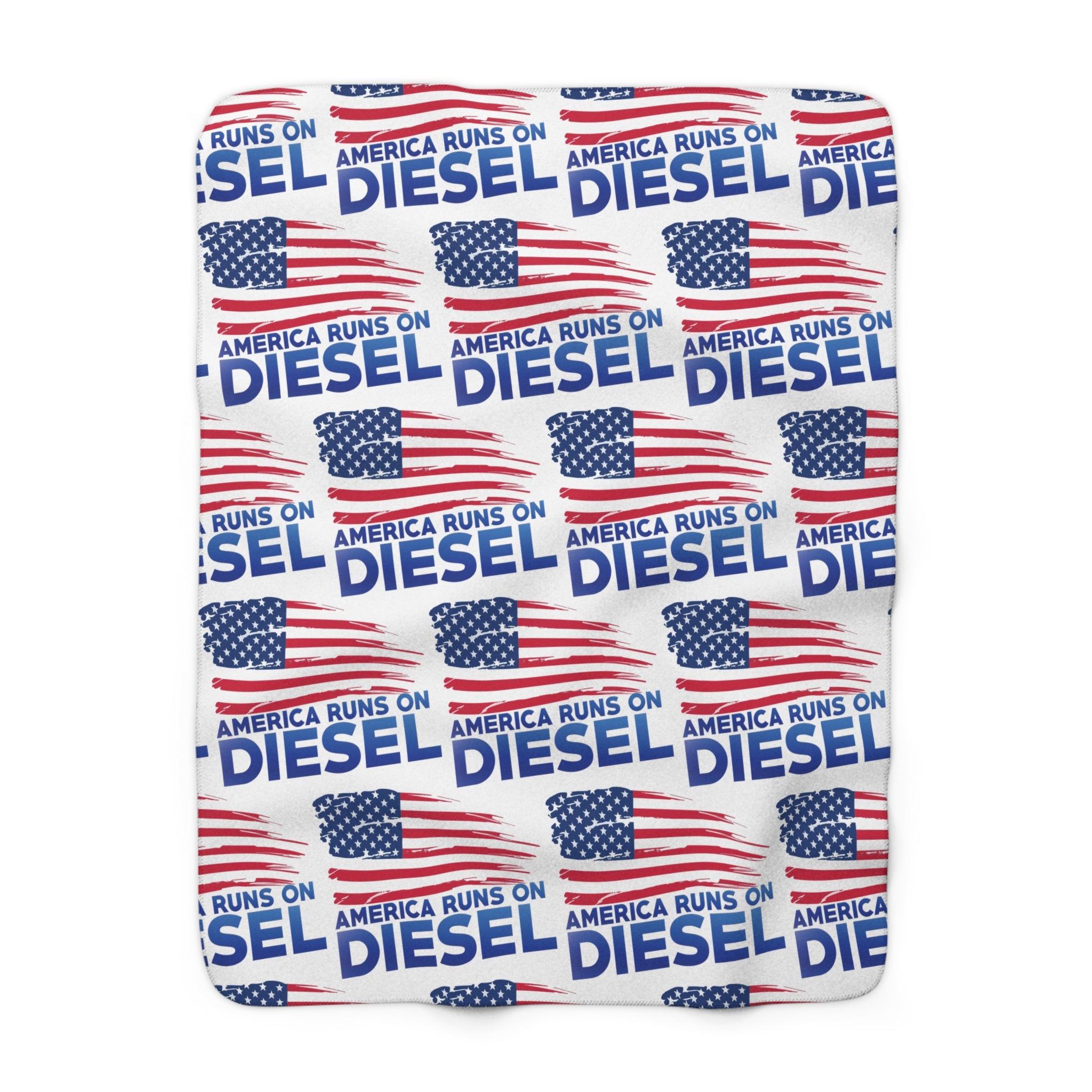Sherpa Blanket — "America Runs on Diesel" Patriotic Flag Fleece
