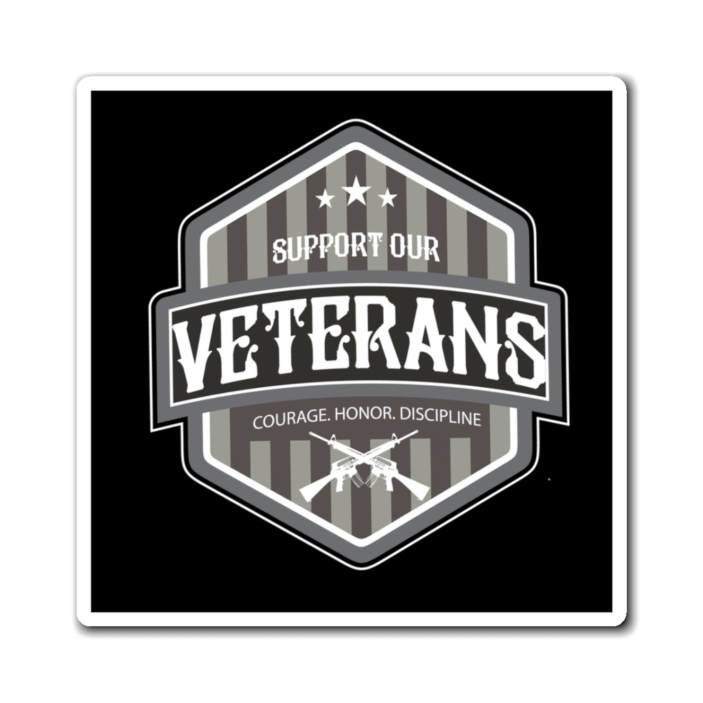 Support Our Veterans Magnet — Courage Honor Discipline Military Tribute Sticker