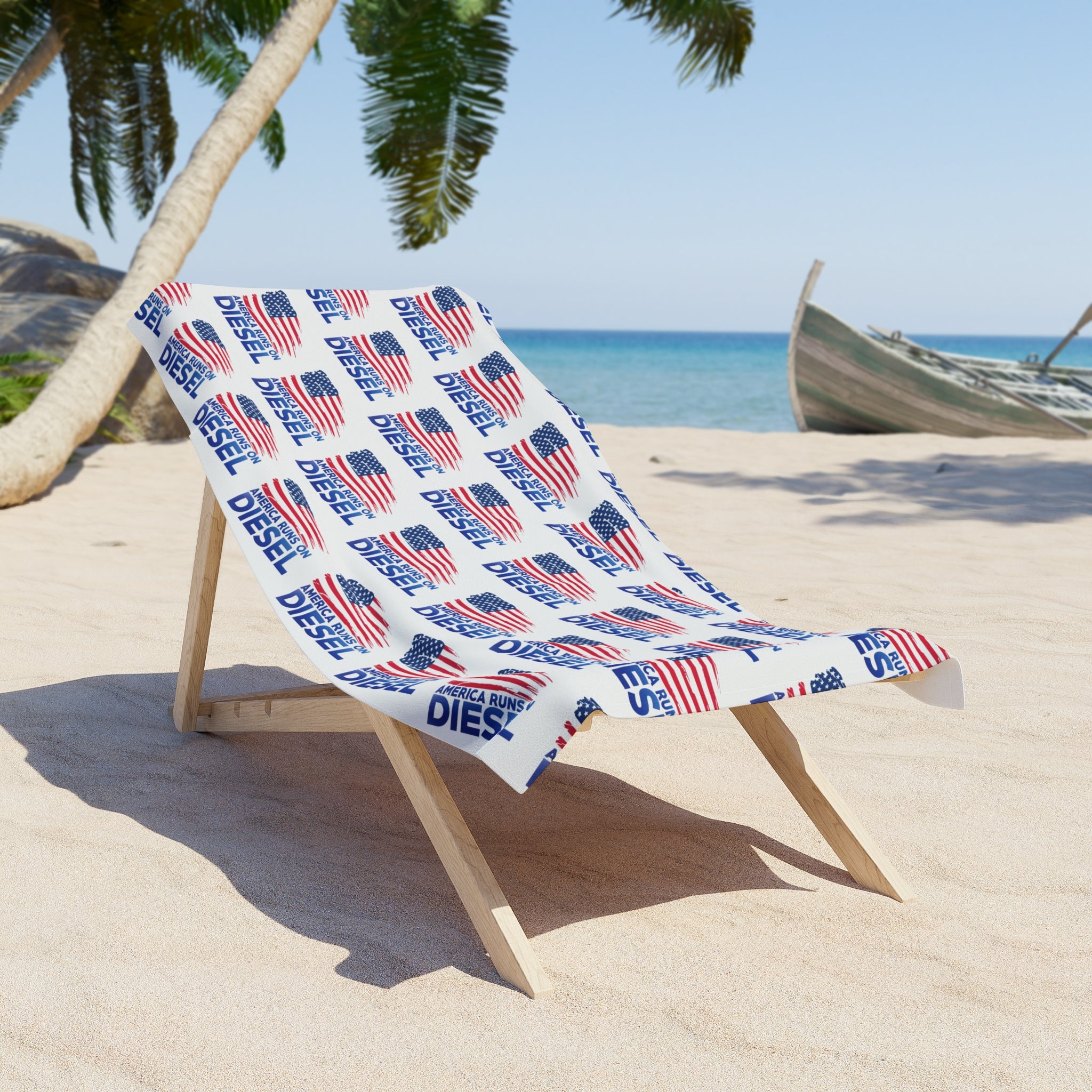 American Flag 'DIESEL' Beach Towel – Patriotic Summer Pool & Beach Towel