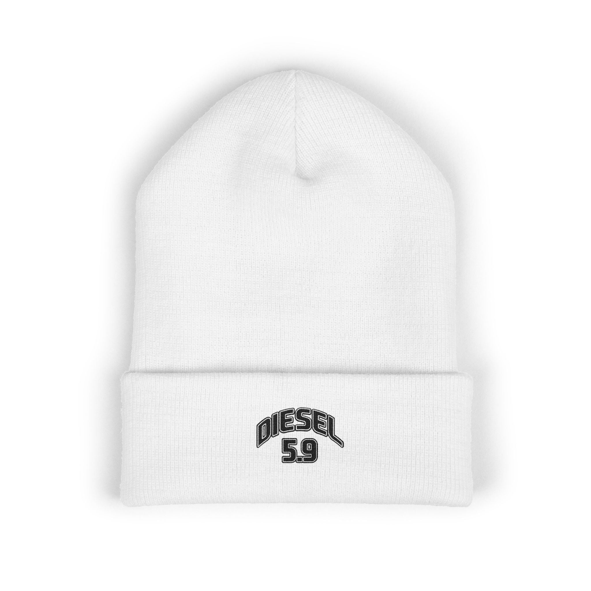 Diesel 59 Embroidered Cuffed Beanie — Classic Knit Winter Hat