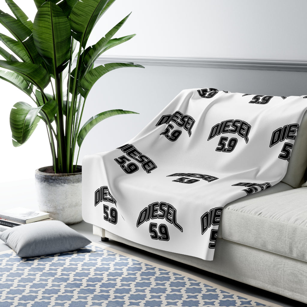 Diesel 5.9 Sherpa Fleece Blanket – Cozy Automotive Engine Decor Gift