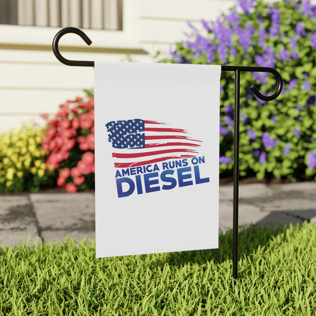 America Runs on Diesel Garden Flag — Patriotic Outdoor Banner