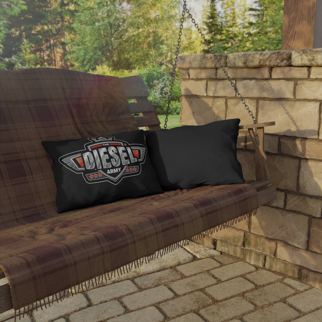 Diesel Army Outdoor Pillow - Rugged Vehicle Logo Accent Cushion