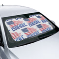 America Runs on Diesel Car Sun Shade — Patriotic Truck Windshield Cover