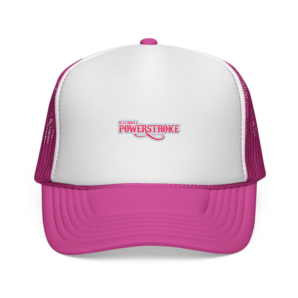 Powerstroke Trucker Hat — Pink Women's Mesh Cap with Automotive Logo