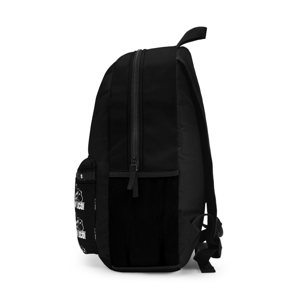 Con Loco Train Graphic Backpack — Vintage Locomotive Travel Daypack