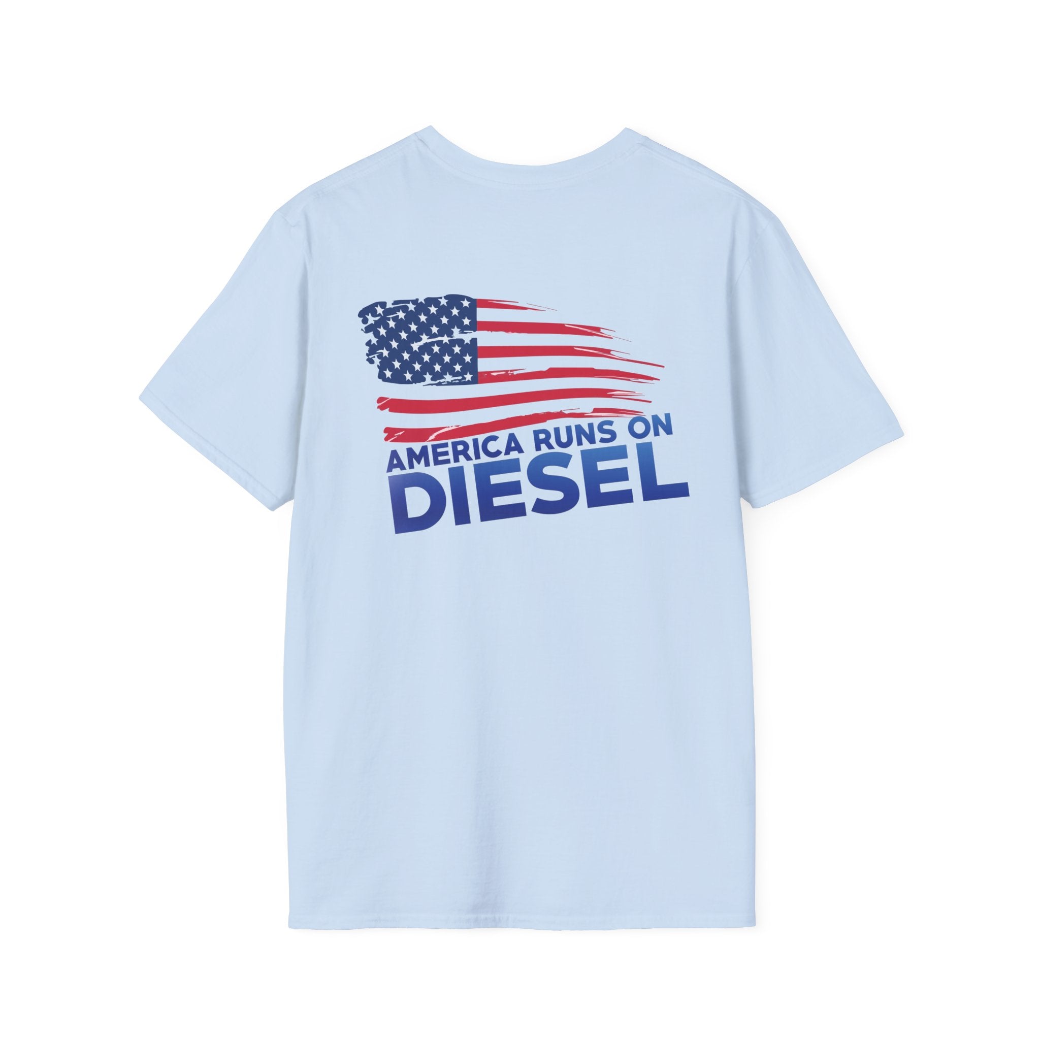 America Runs on Diesel T-Shirt — Patriotic Flag Diesel Tee