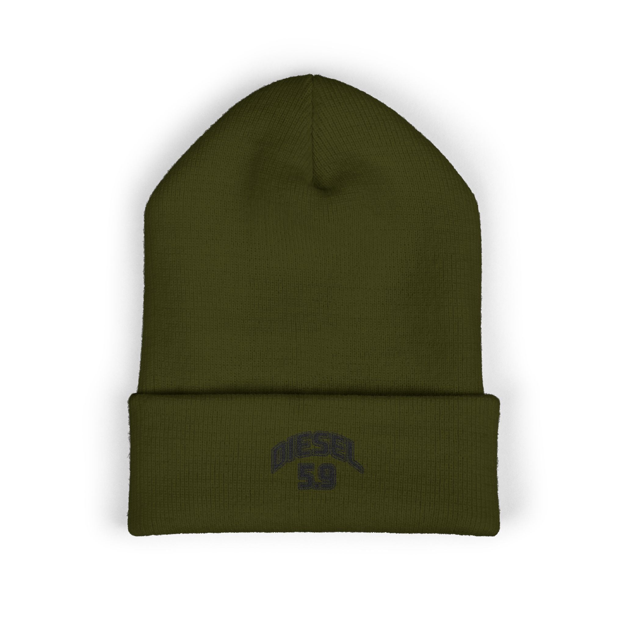 Diesel 59 Embroidered Cuffed Beanie — Classic Knit Winter Hat