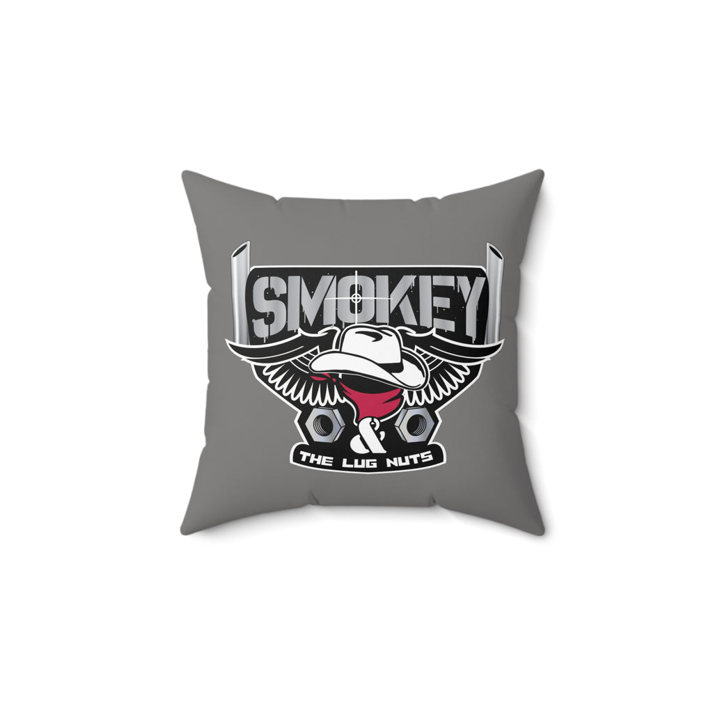 Smokey Logo Square Pillow — Mechanic Winged Hat Design
