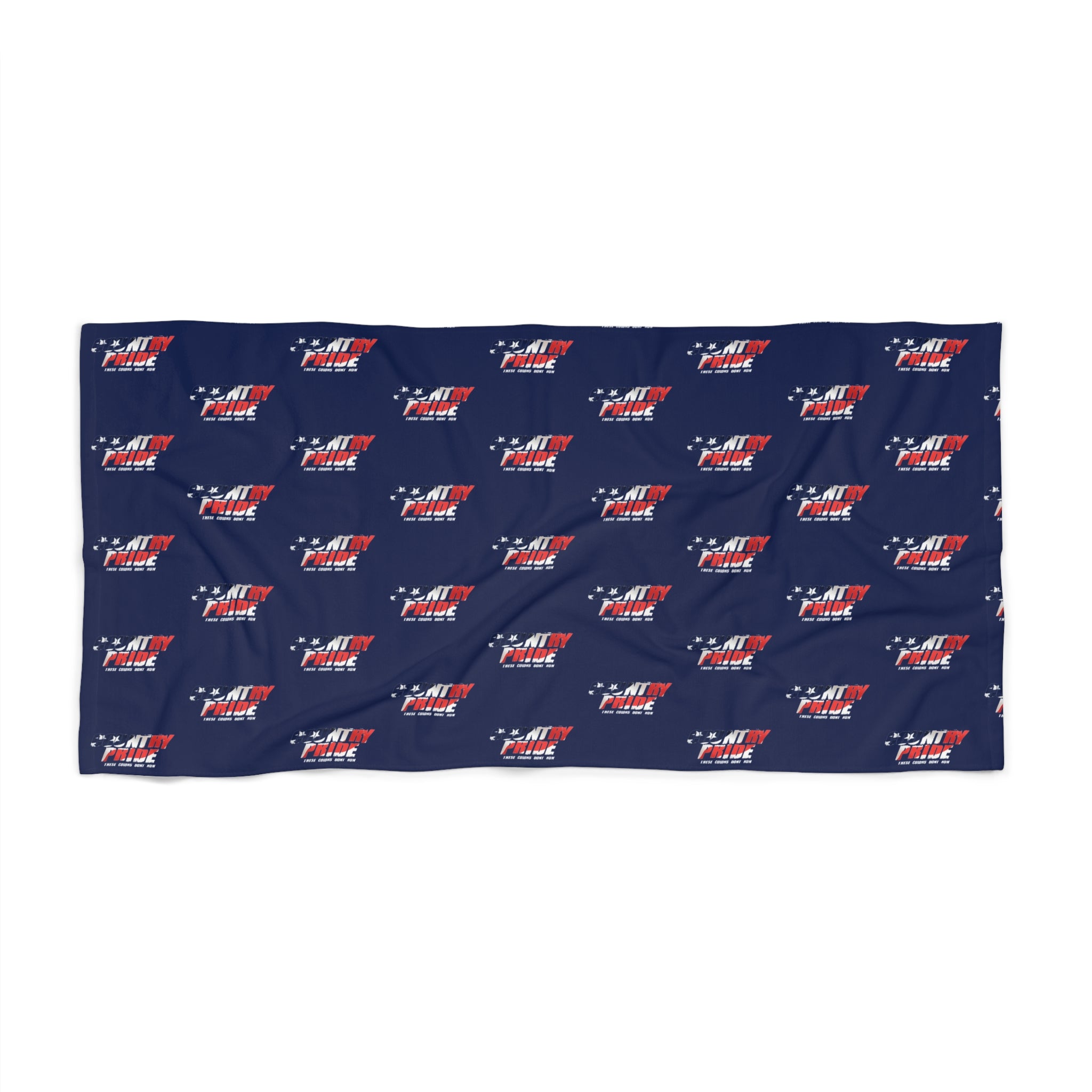Navy Patriotic Flag Beach Towel — American Stars & Stripes Repeat Design
