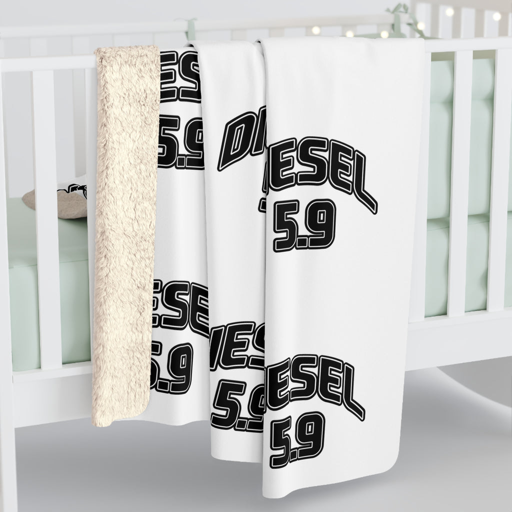 Diesel 5.9 Sherpa Fleece Blanket – Cozy Automotive Engine Decor Gift